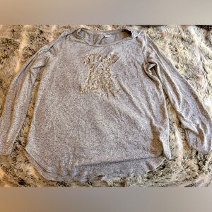 Soft Comfortable Stand For Love Foil Gold Letter Long Sleeve Round Hem Stretch L